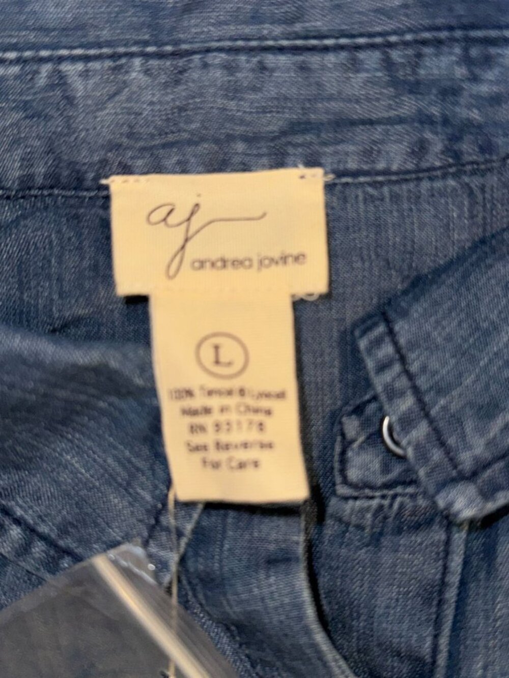 Andrea Jovine Denim Long-Sleeve Tunic Shirt Dress L 100% Tencel Blue - Picture 3 of 8